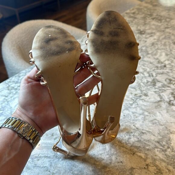 👠 Steve Madden Rose Gold Strappy Stiletto Heels Sz 5.5 - Picture 5 of 6